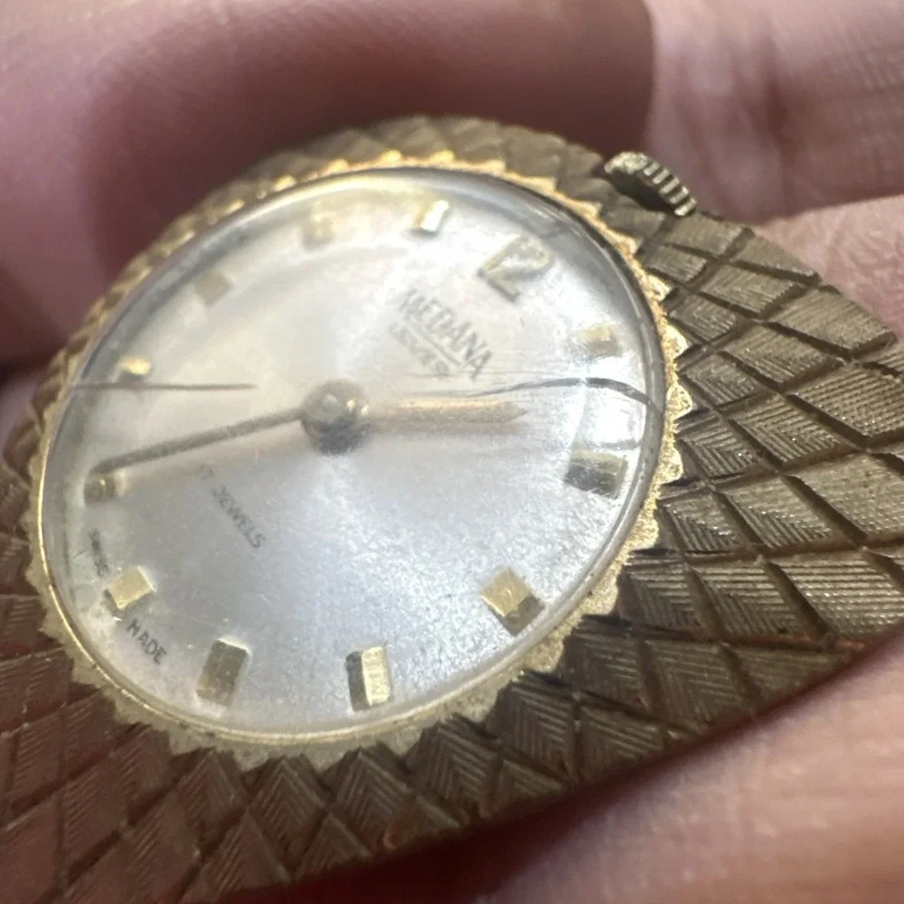 Working Vintage Medana Lever Gold Tone Mechanical Manual Wind Pendant Watch Runs